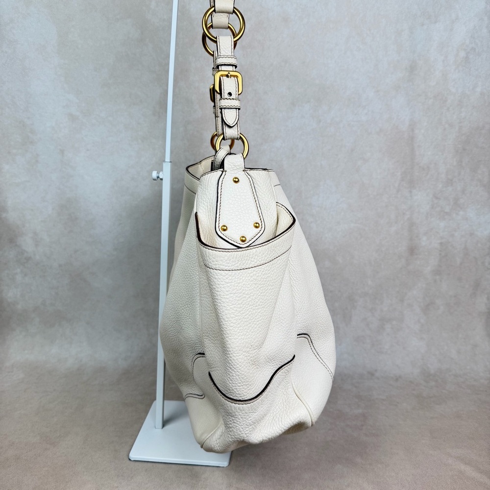 Prada Vitello Daino Antik Leather Hobo Shoulder Tote – Ivory - Picture 5 of 16